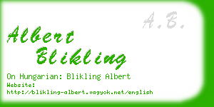 albert blikling business card